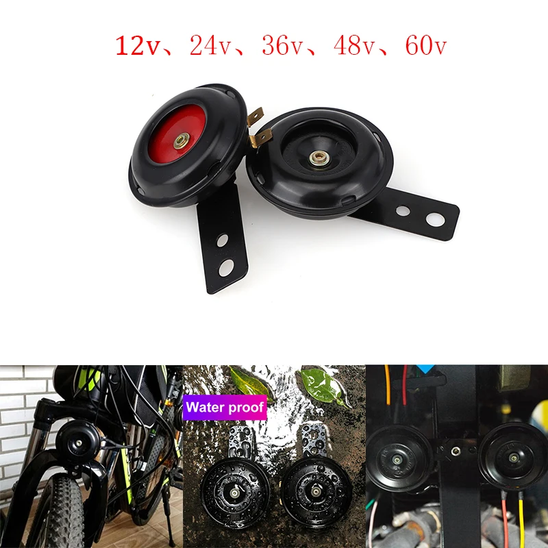 

Universal Motorcycle Electric Horn 12V 24V 36V 48V 60V 1.5A Waterproof Round Horn Horn For Scooter Moped Electric Bike