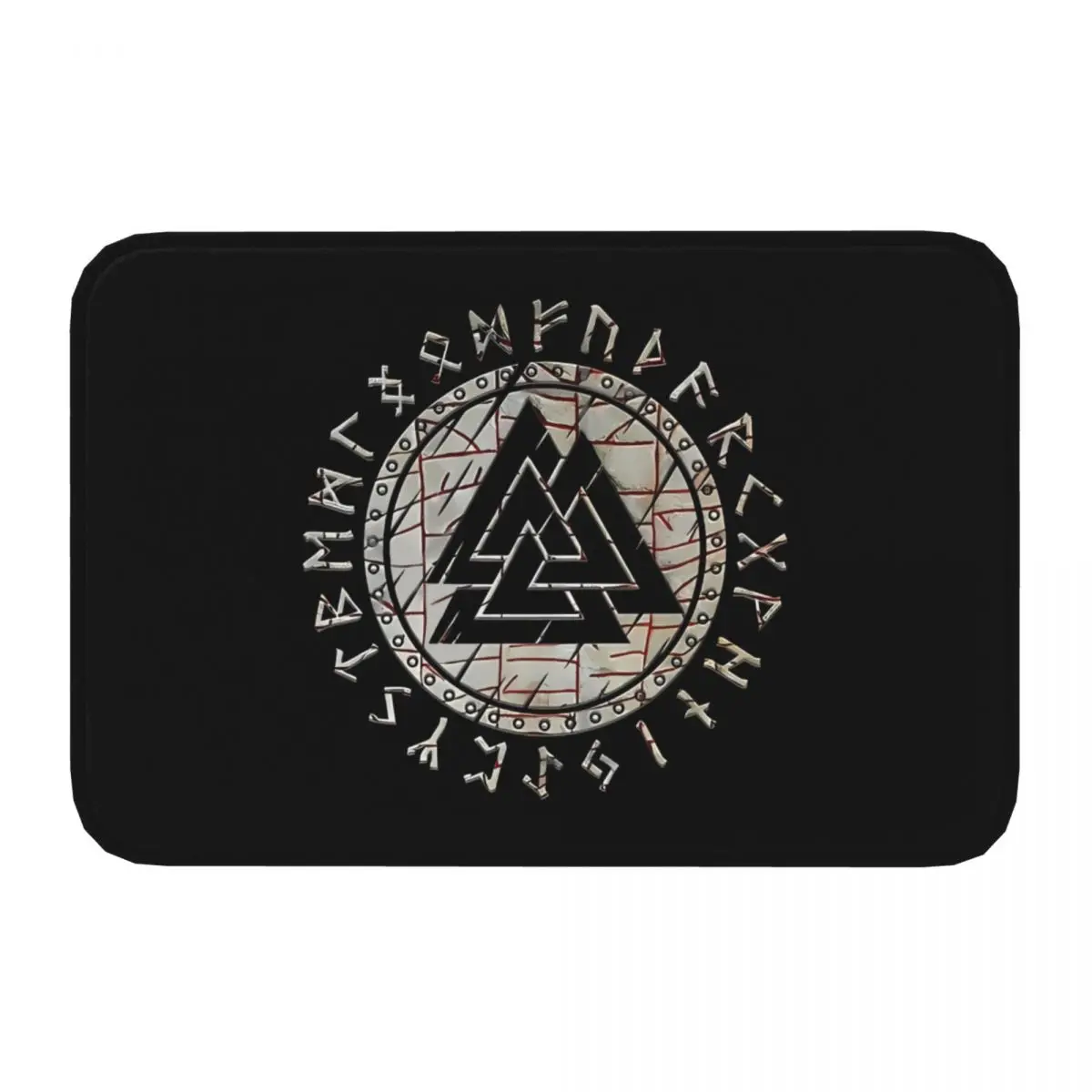 Scandinavian Shield Norse Runes Valknut Art Viking Anti-Slip Rug Doormat Living Room Mat Floor Carpet Bedroom Decorative