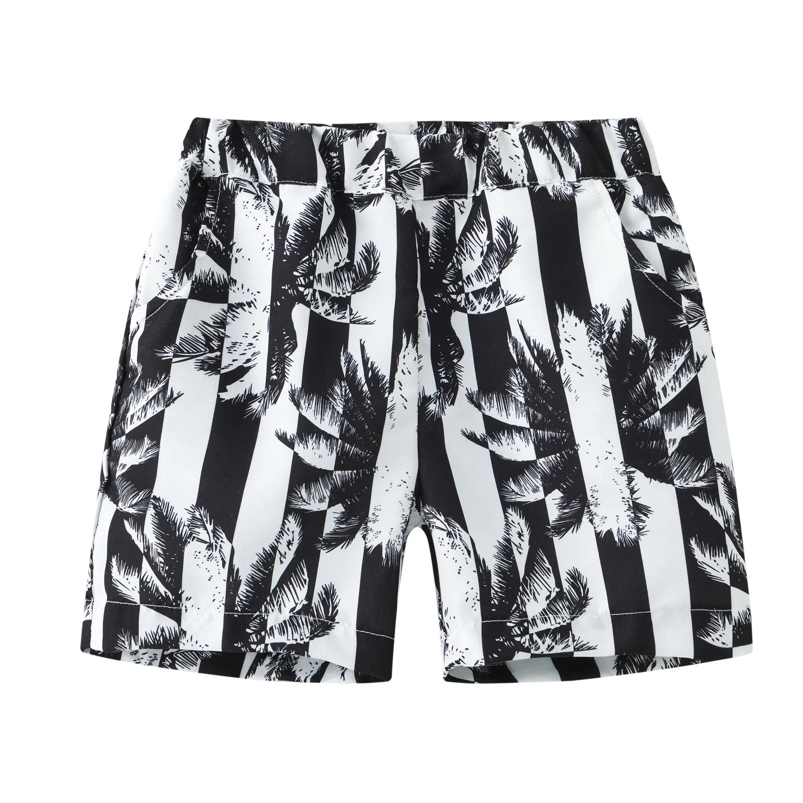 Adult and Children's Hawaiian Style 3D Palm Tree Sailboat, Water Ripple Texture 3D Printed Retro Shorts