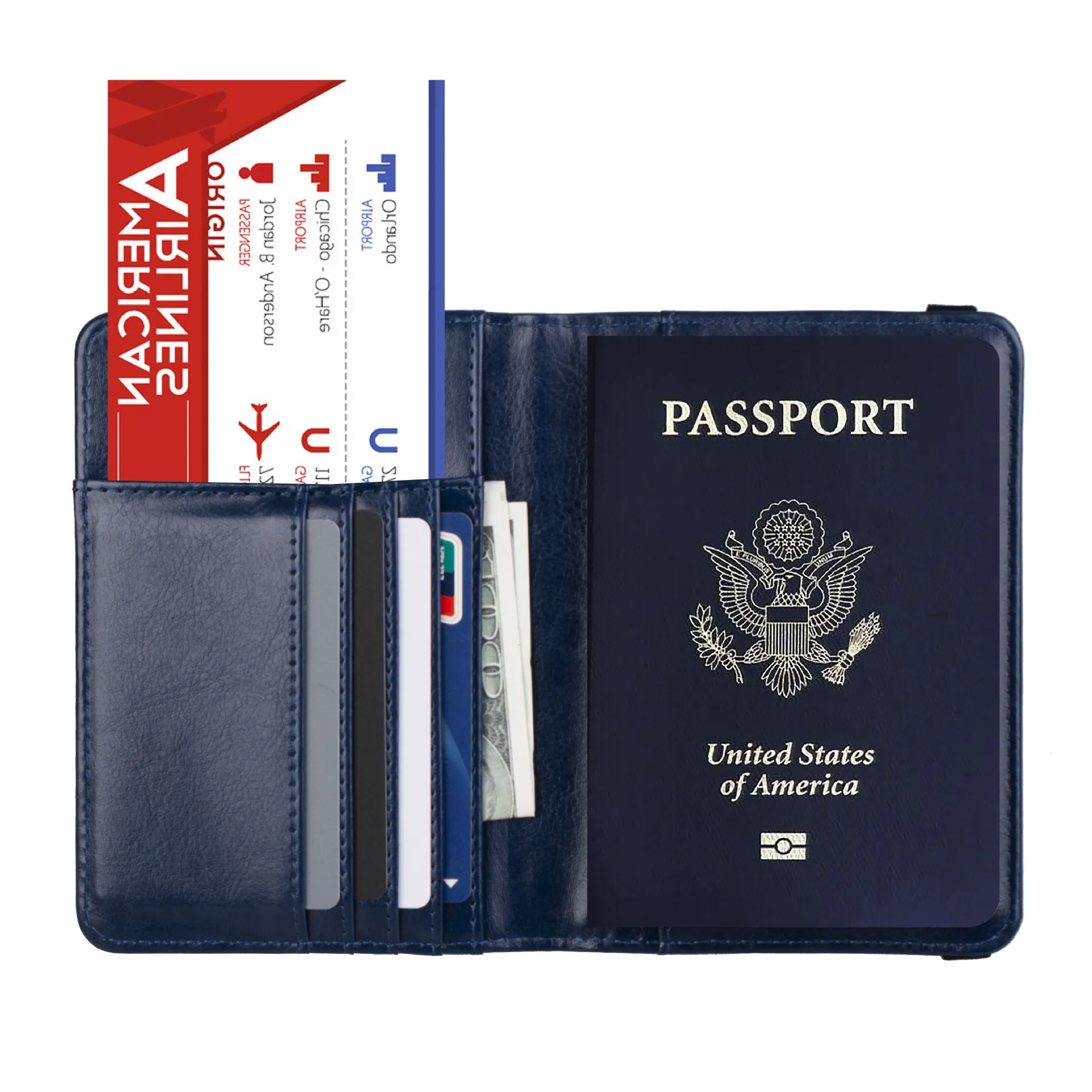 PU Leather Travel USA Passport Cover Personalised Women US American Passport Holder Case for America Men Travel Document Case