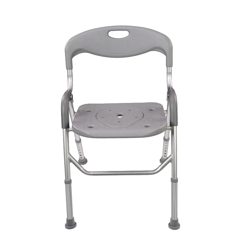 

Adjustable shower chair with armrests Electroplated elderly toilet chair