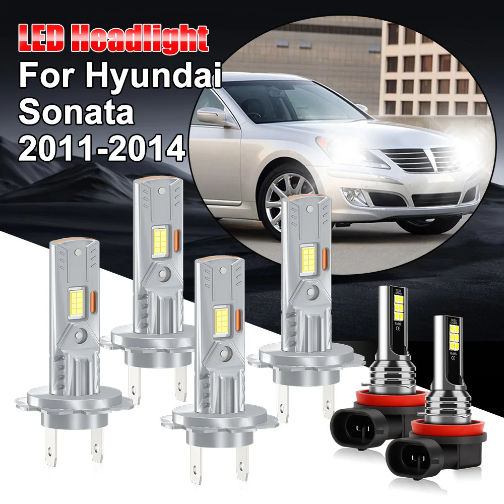 

45000LM Автомобильные светодиодные фары Canbus 6000K CSP Chip, противотуманные фары дальнего и ближнего света 12 В для Hyundai Sonata 2011 2012 2013 2014, без ошибок