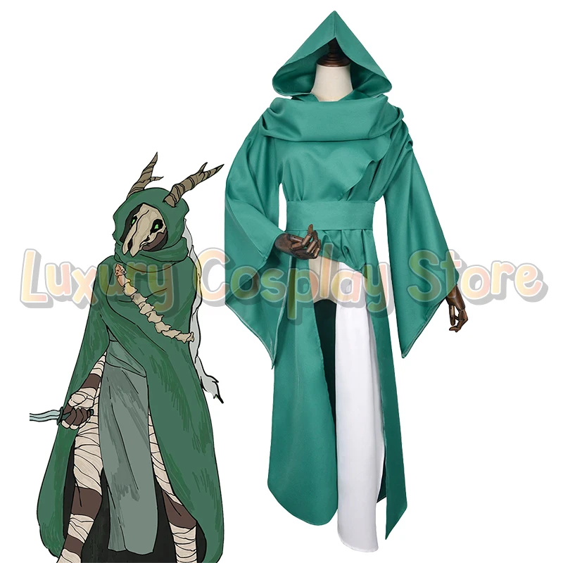 

Game Slay Silent Cosplay Costume Green Hooeded Cloak Cape Robe Spire Women Huntress Outfit Halloween Carnival Party Suit