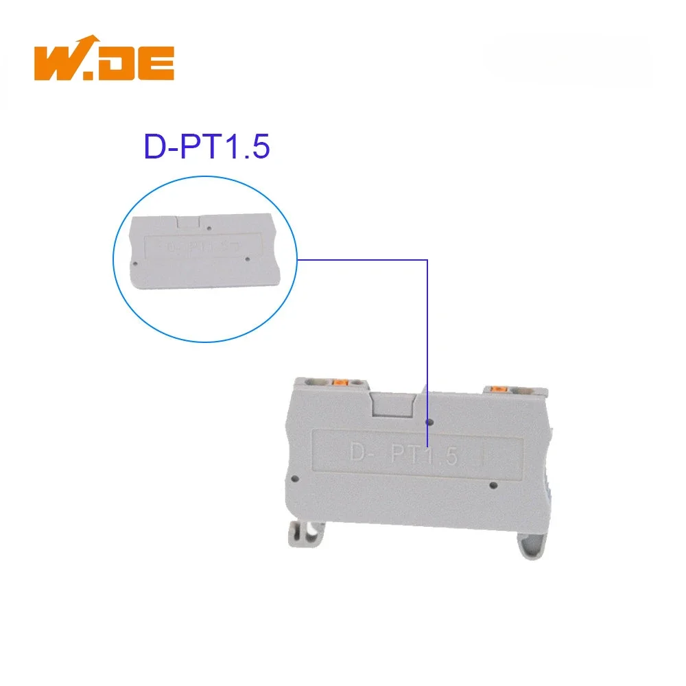 10Pcs D-PT1.5 Barrier Plate For PT1.5 Wire Electrical Connector Din Rail Screw Terminal Block L45H24.6W2.2mm End Cover