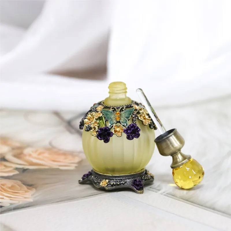 Butterfly Flower Design Bottle Exquisite Storage Bottle Vintage Hand Painted Essential Oil Separate Bottle Empty Bottle ZJ443