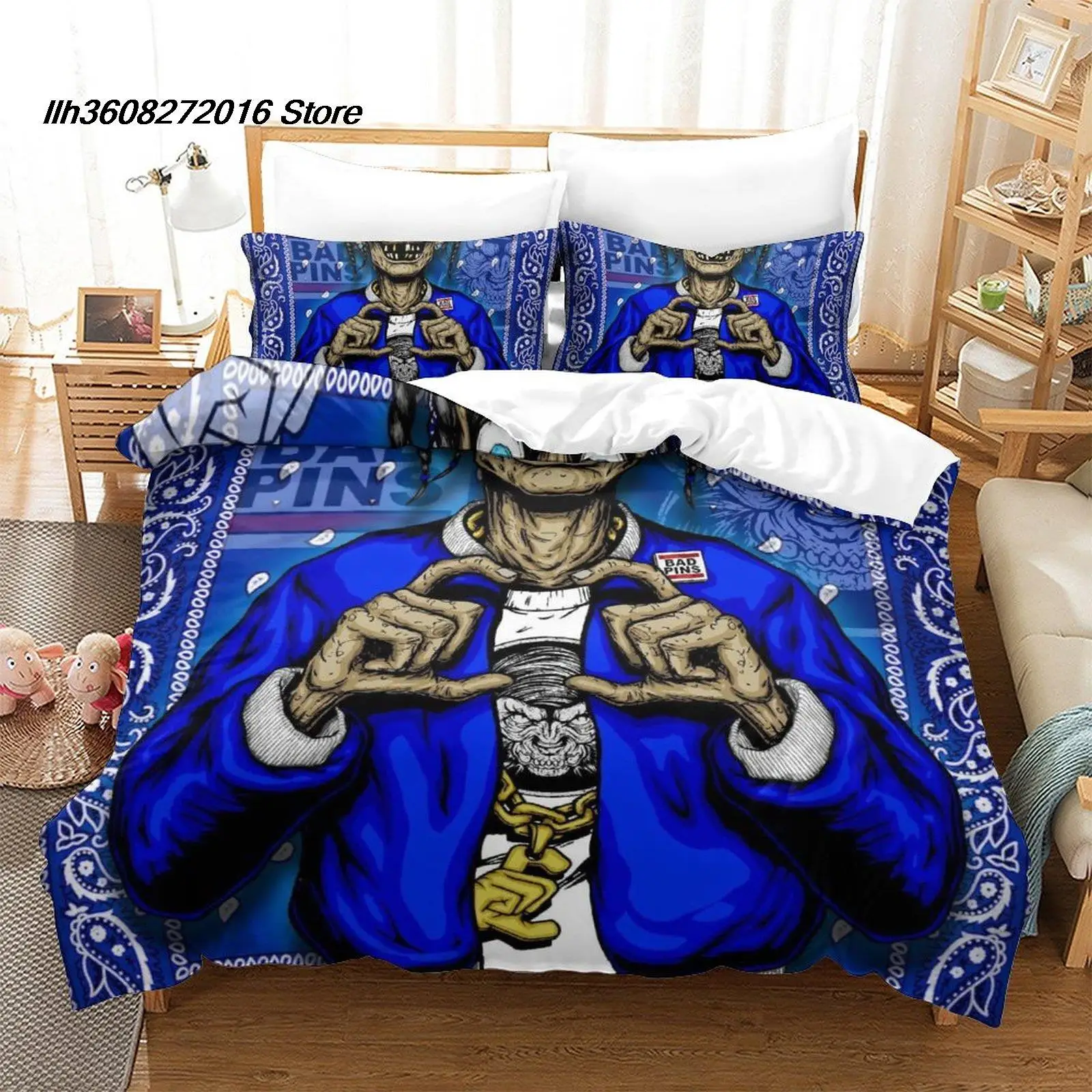 2025 Crips Gang Bedding Set Single Twin Full Queen King Size Bed Set Aldult Kid Bedroom Duvetcover Sets 3D Print Anime Bed Sheet