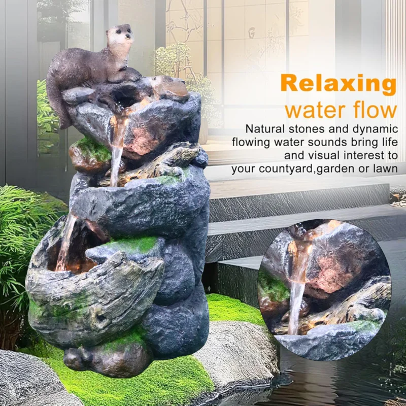 المناظر الطبيعية فناء قائم بذاته 3-طبقات المتتالية روك شلال نافورة قضاعة تمثال نافورة الماء في الهواء الطلق مع أضواء الولايات المتحدة الأمريكية