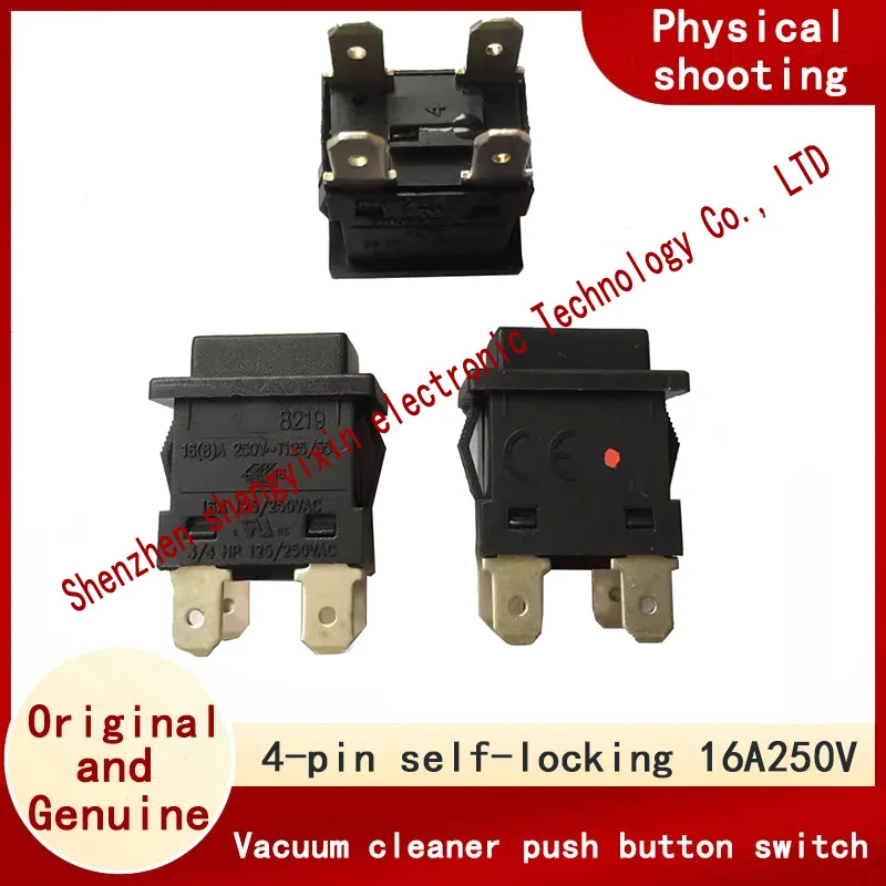 Original Certified vacuum cleaner accessories Power button 4 pin self-locking key switch 21*15mm 250V 16A