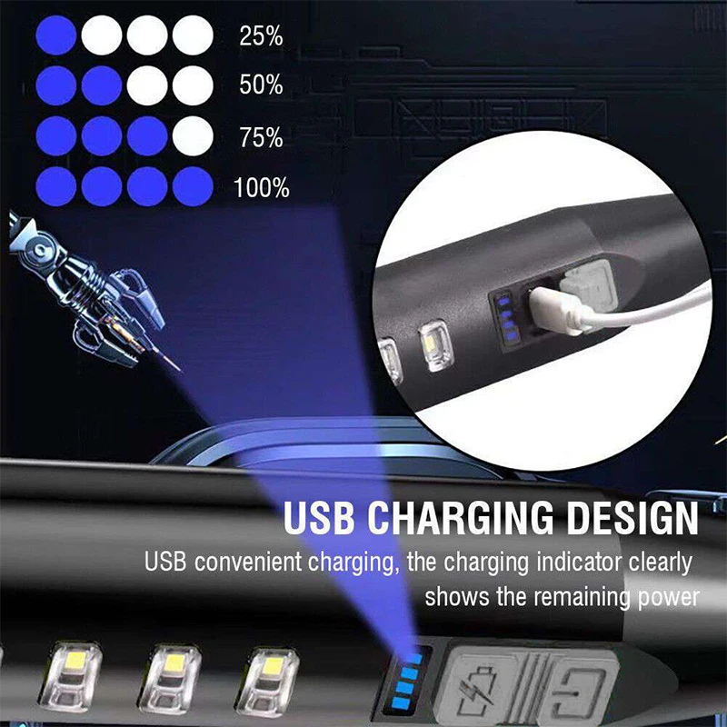 High Power Baseball Bat Flashlight ABS Usb Rechargeable LED Flashlight Self Defense Mace Light Tactical Baton Emergency Torch