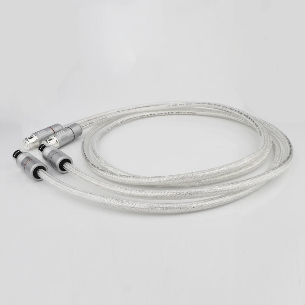 Preffair X451 99.998% Pure Silver XLR Balanced Cable HiFi Audio Interconnect Solid PSS Pure Silver Core Wire Silver-Plated Plug