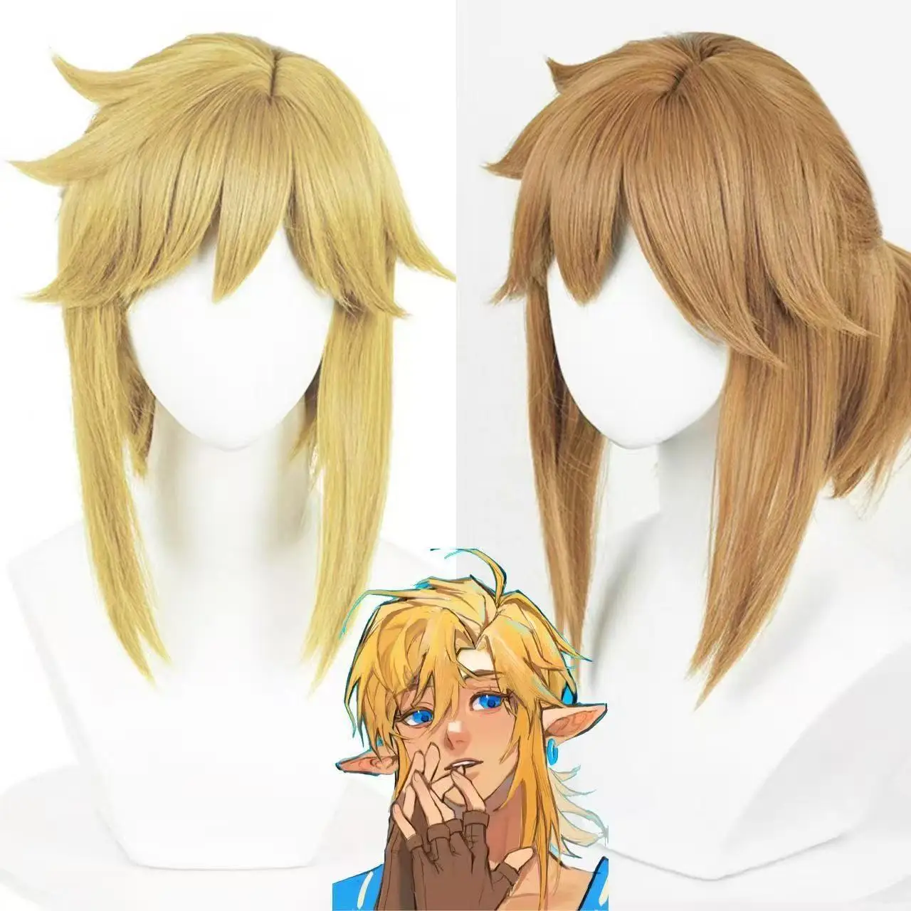 

Available in two colors, gold brown with slightly upturned mid to long hair, Zelda game, Link role-playing styling wig