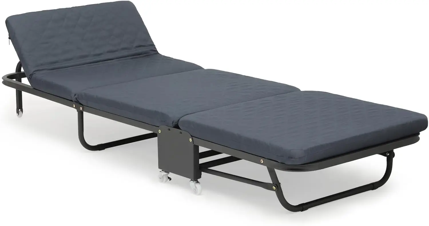 

Folding Cot For Adult With Comfortable Mattress, Portable Folding Cot Bed With Wheel For Easy Move Heavy Duty Sleeping Bed