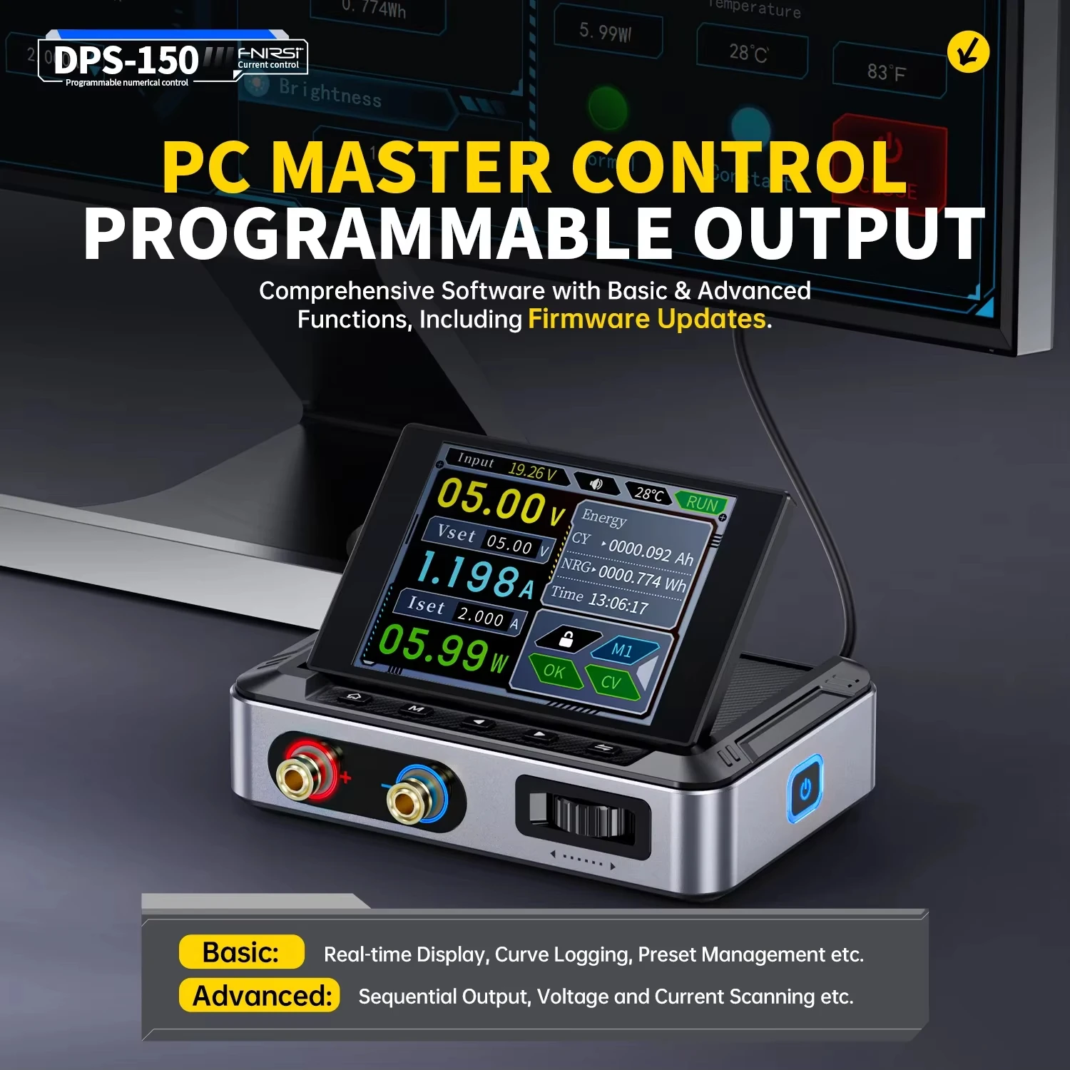 Labor-DC-Netzteil, CNC-einstellbar, FNIRSI DPS-150, 30 V, 5 A, digitales Display, tragbarer