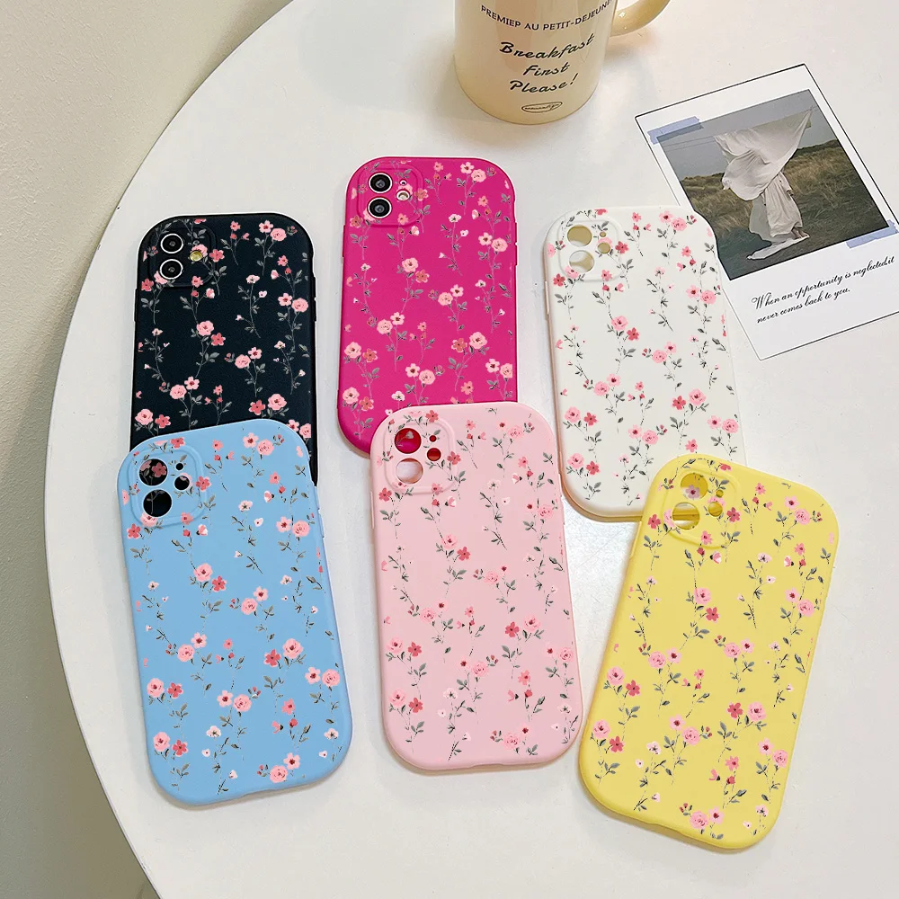 Etui na telefon Flower do iPhone\'a 13 Etui na iPhone\'a 11 12 14 15 Pro Max X XR XS MAX 6 7 8 Plus SE 20220 Silicone Soft Cover Candy Color