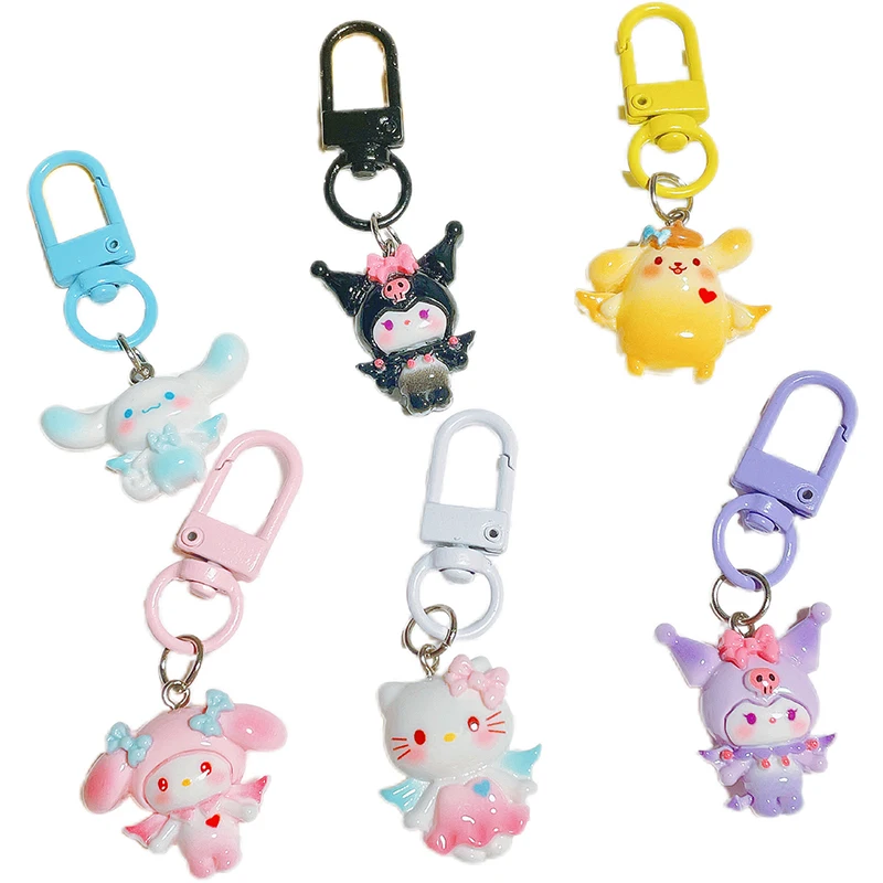 Sweet Sanrio Key Chain Hello Kitty Kuromi Melody Phone Pendant Headphone Case Charm Bag Decor Car Key Ring