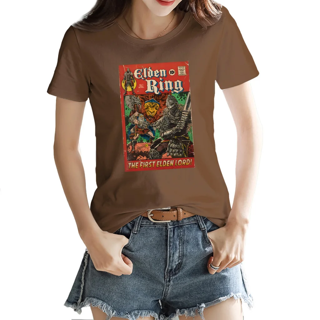 The First Elden Lord! Women's Printed T-Shirt, Round Neck Short Sleeve, Casual Fun, Cute, Summer