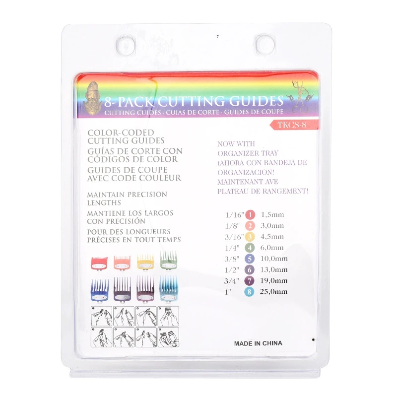 8 عبوات من أمشاط القطع مع مشبك معدني متوافقة مع معظم ماكينة قص الشعر Wahl 5 نجوم 8148,8591,8466,8504,8509