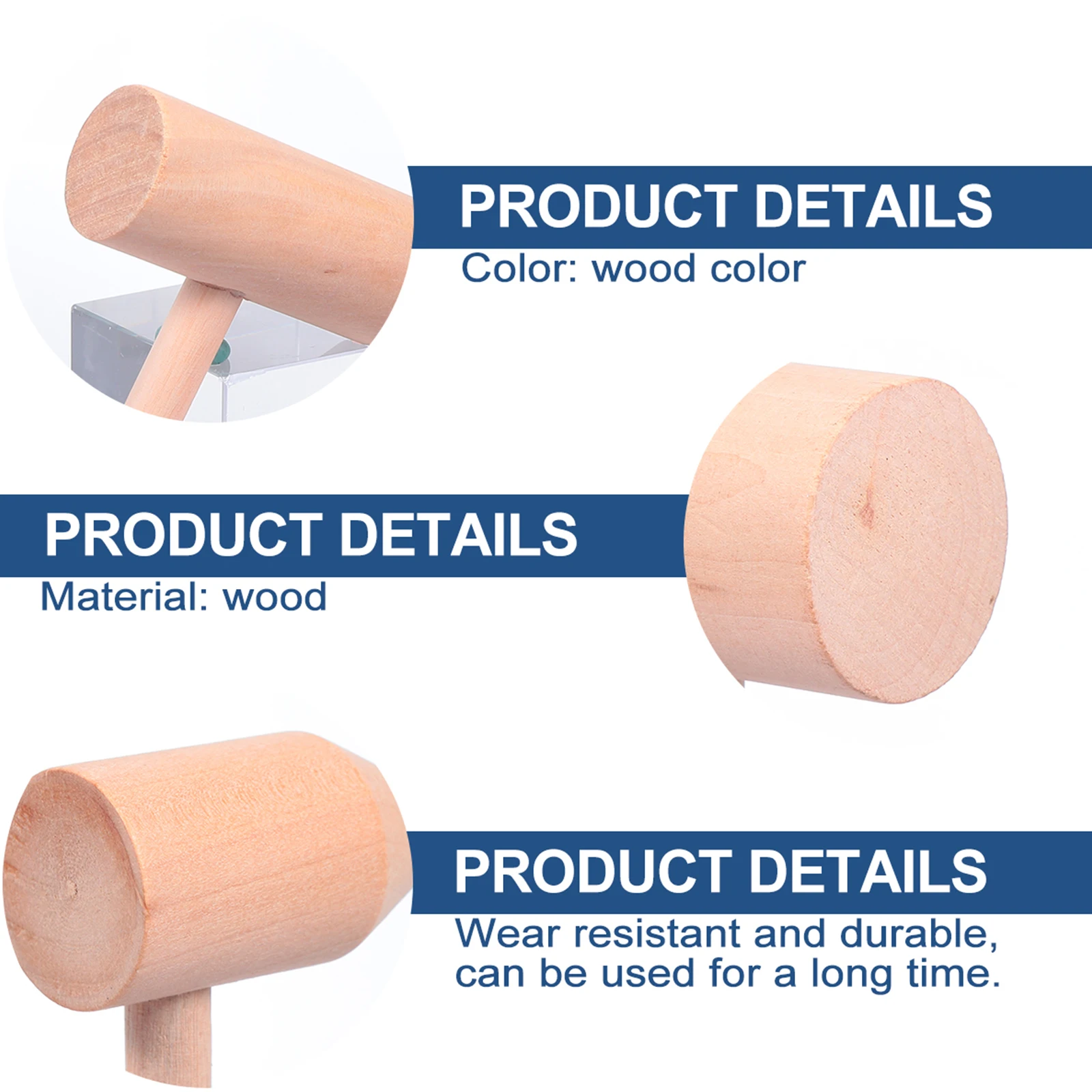 

5pcs Wooden Hammer Mallet Set Mini Mallets Kids Play Easy Clean Safe Learning Gift Home School Restaurant Use Wear