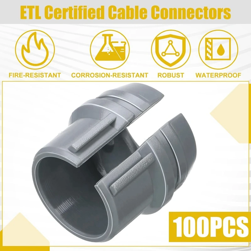 100Pcs Cable Connectors Non Metallic Cable Connectors Snap Style Installation For Wiring 14/2-10/3 AWG,(1/2 Inch)