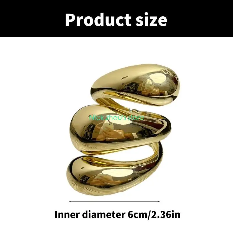 E15E سوار فاسق مبالغ فيه أساور واسعة قابلة للتعديل افتتاح أساور هندسية الذراع سوار المعصم مجوهرات مثالية للنساء