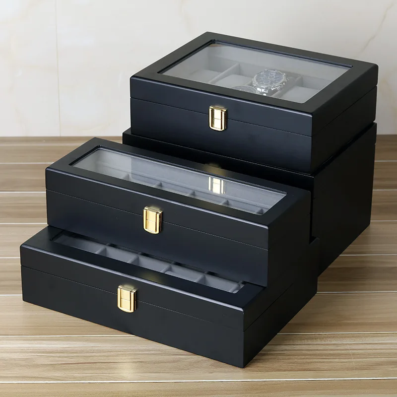 New Wooden Box Paint 6/10 12/20 Grid Watch Box Case Men's and Women's Jewelry Storage Display Packaging Box  Watch Organizer