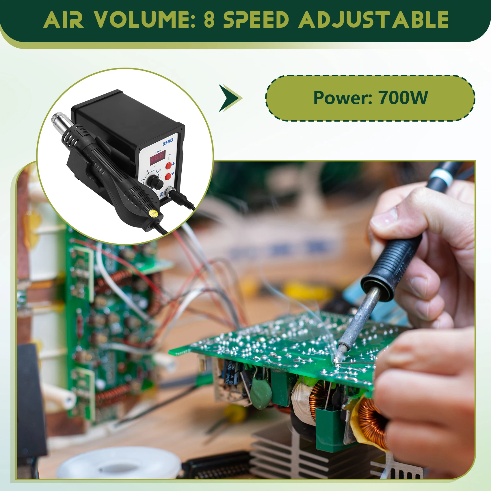 A84X-Hot Air Tool 858D BGA Rework Solder Station Blower Hair Dryer Hairdryer Soldering Heat Tool For Welding Repair