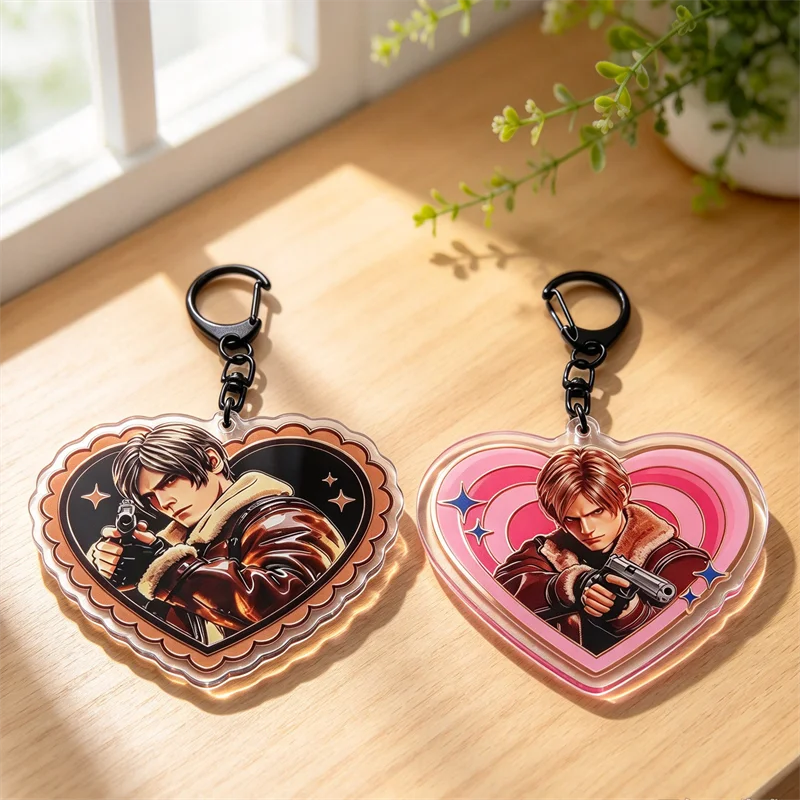 Leon Kennedy Heart Acrylic Keychain Pays Tribute To The Forever Fighting Clone Anime Game Collectible Accessory Gift for Fans