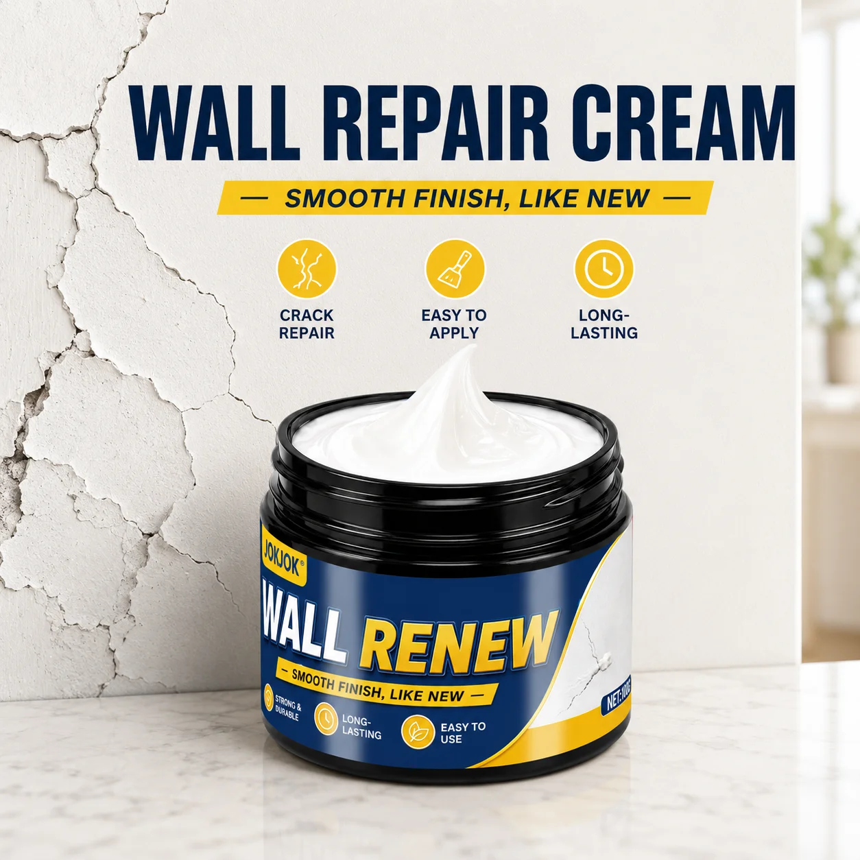 2026 Latest Upgraded Wall Repair Putty + High-Efficiency Easy-to-Use Wall Brush, Effortlessly Restores Wall Smoothness, Crack-re