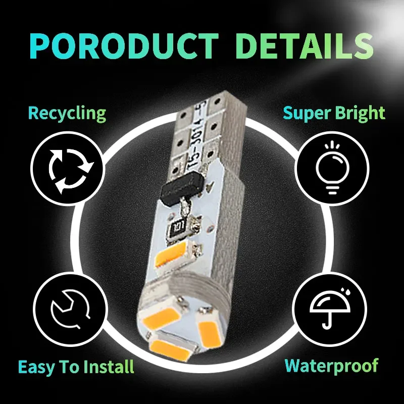 TCYATO 10/20pcs T5 car LED instrument light 5SMD 3014 air conditioning light indicator light central control light