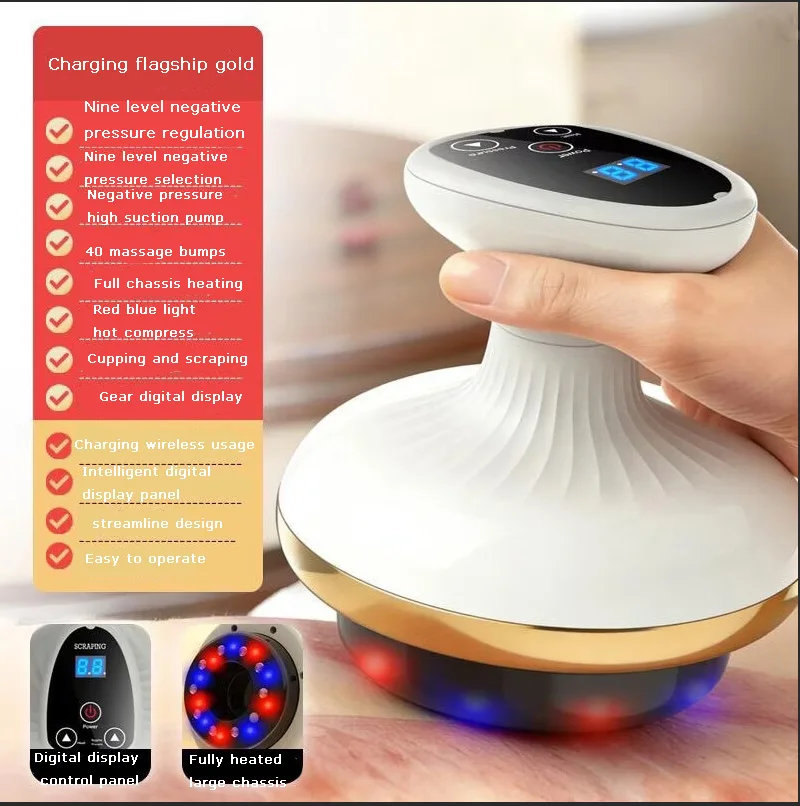 New Electric Guasha Scraping Massage Cupping Body Massager Vacuum Cans Suction Cup Heating Fat Burner Anti-cellulite Massager - Image 3