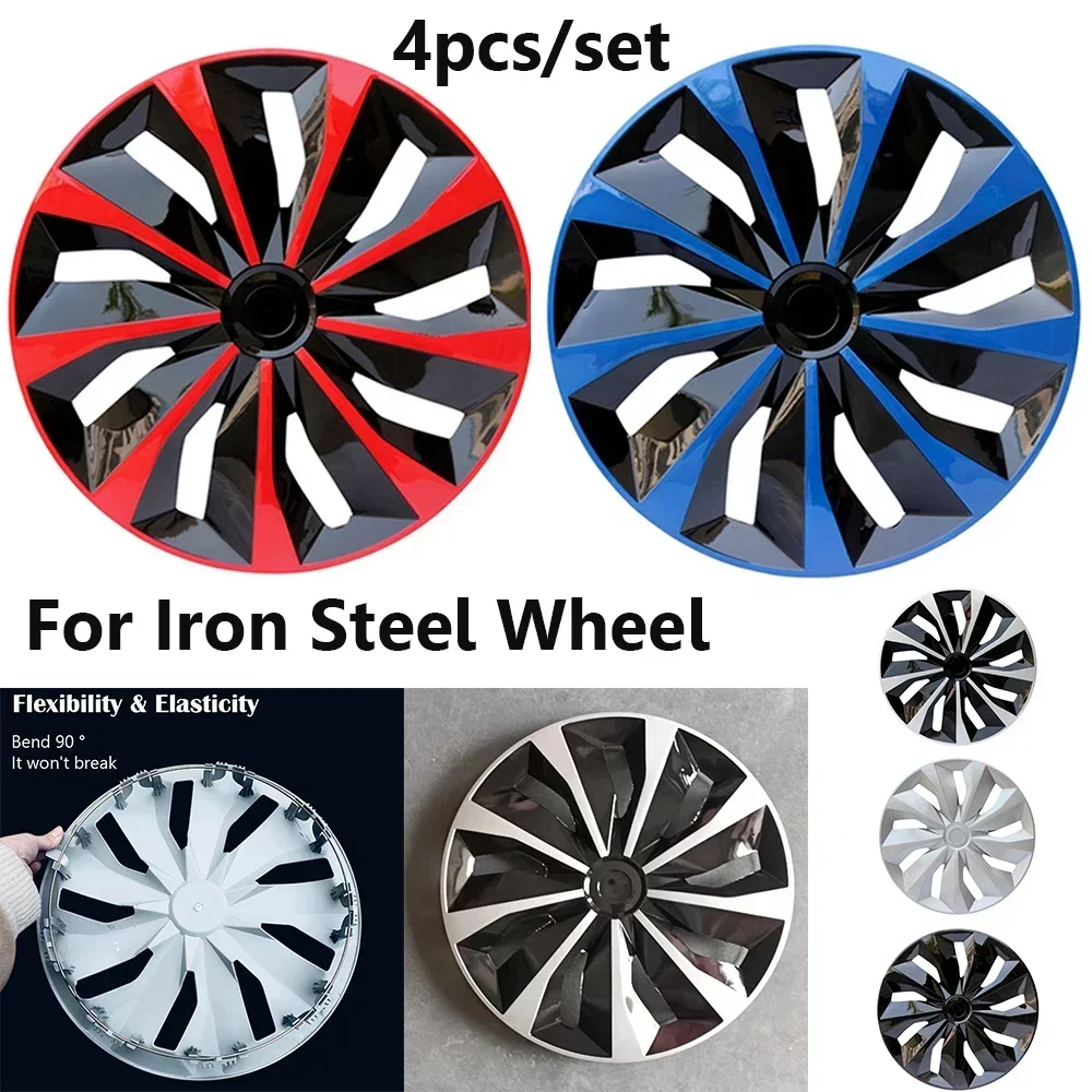 

4PCS Universal Iron Steel Wheel Cover Hubcap Car Replacement for R12 R13 R14 R15 R16 Car Hub Cap Wheel Rim Cover Tire Accessory