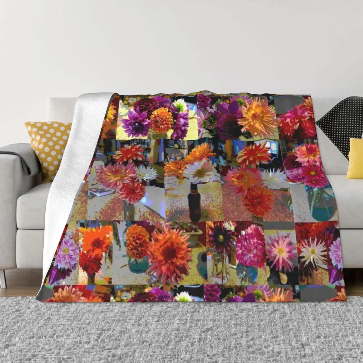 Posterized Dahlias all in a row Throw Blanket Decorative Sofas For Sofa Thin Luxury Thicken Blankets