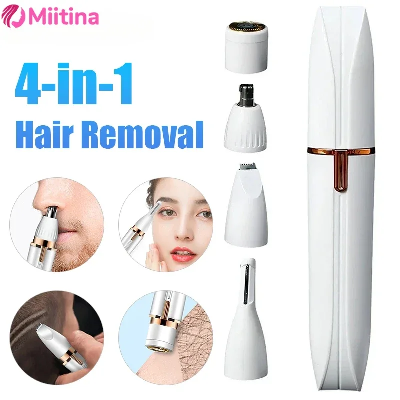 

4 in 1 Electric Razor Women Full Body Shaving Eyebrow Trimmer Facial Epilator Shaver Nose Bikini Line Electric Hair Remover Gift