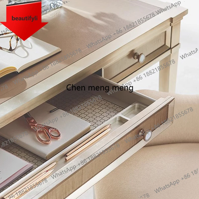 

X188 American solid wood modern writing desk neoclassical desk book chair Hong Kong style light luxury desk writing