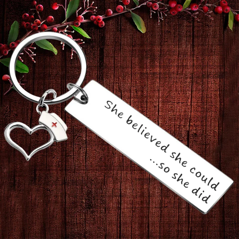 

Charm Nurse Inspirational Gifts Keychain Pendant Nurse Graduation Gift Key Chains She believed she could