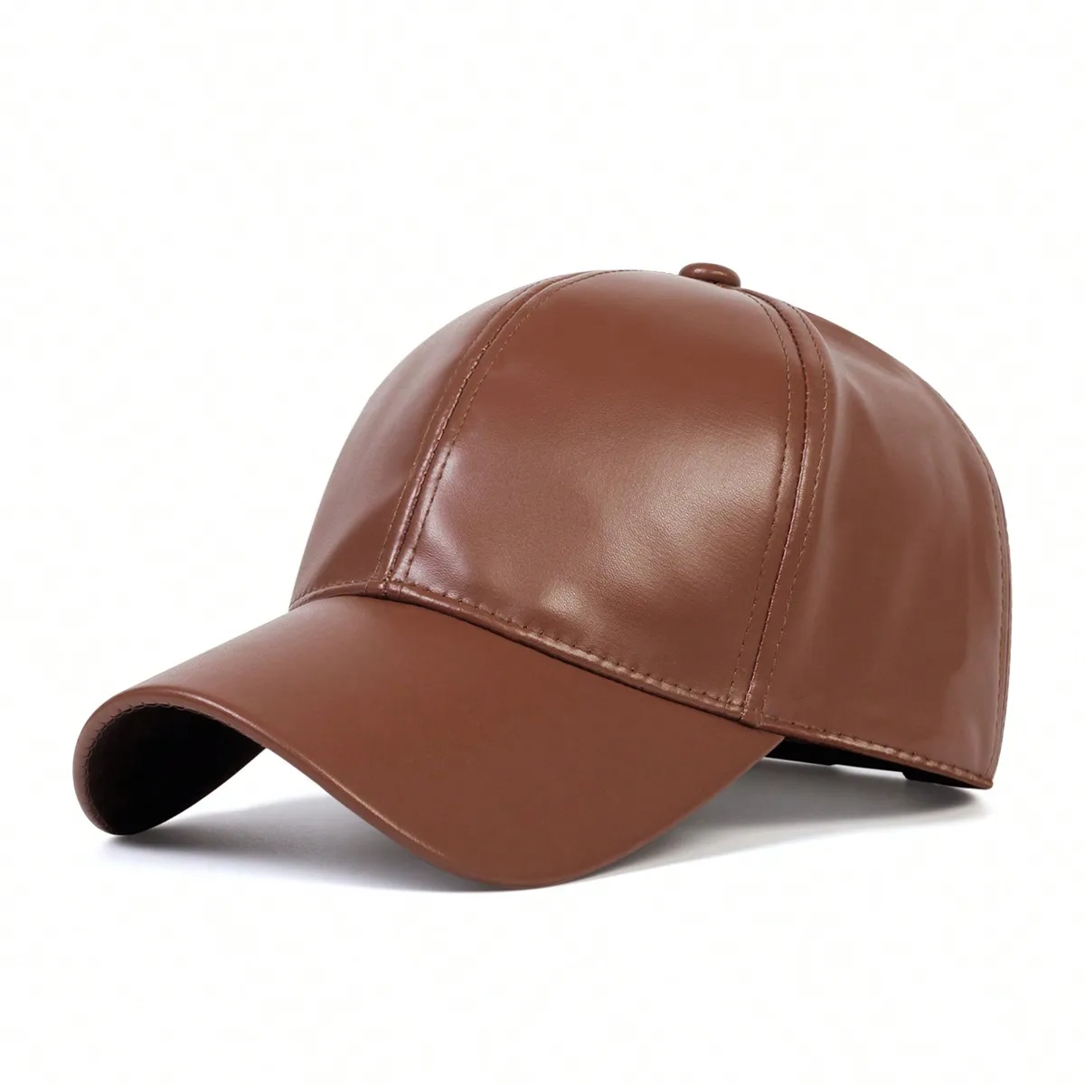 Unisex-Baseballmütze aus PU-Leder mit hellem Panel und einfarbigem Design, verstellbar für Frühling und Herbst, lässiger Sonnenschutzhut für den Außenbereich – Detail 12