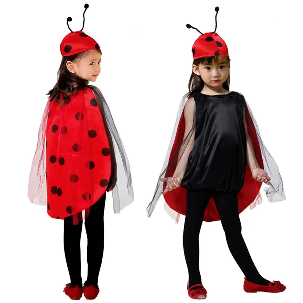 

Child Performance Costume Ladybird Cape and Hat Themed Outfit for Carnival Masquerade