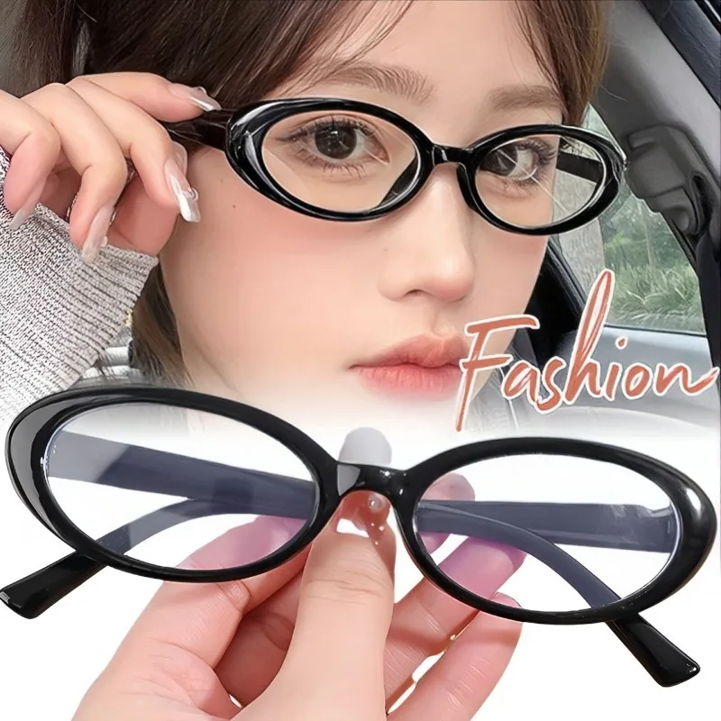 2024 New Retro Blue Green Oval Small Frame Glasses Frame Women's Anti Blue Light Glasses New Fashion Y2K Style Eyeglasses Frame