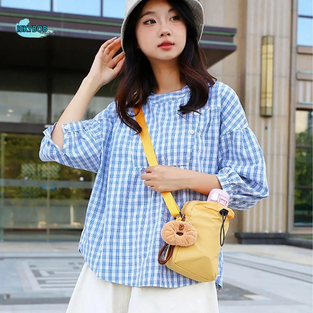 

Korean Style Crossbody Water Bottle Bag Waterproof Nylon Water Bottle Carrier Bag Portable Drawstring Open Top