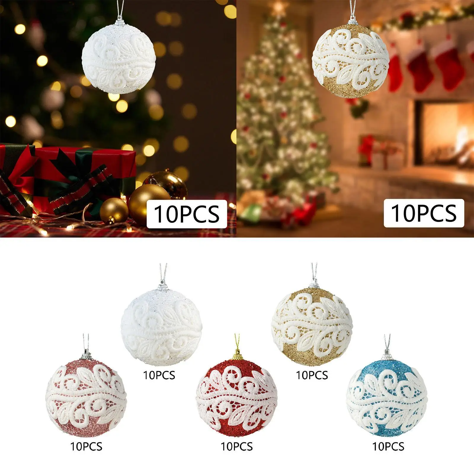 10 pezzi di palline di Natale decorazioni fai da te classico albero di Natale ornamenti appesi per festival indoor anniversario fidanzamento laurea