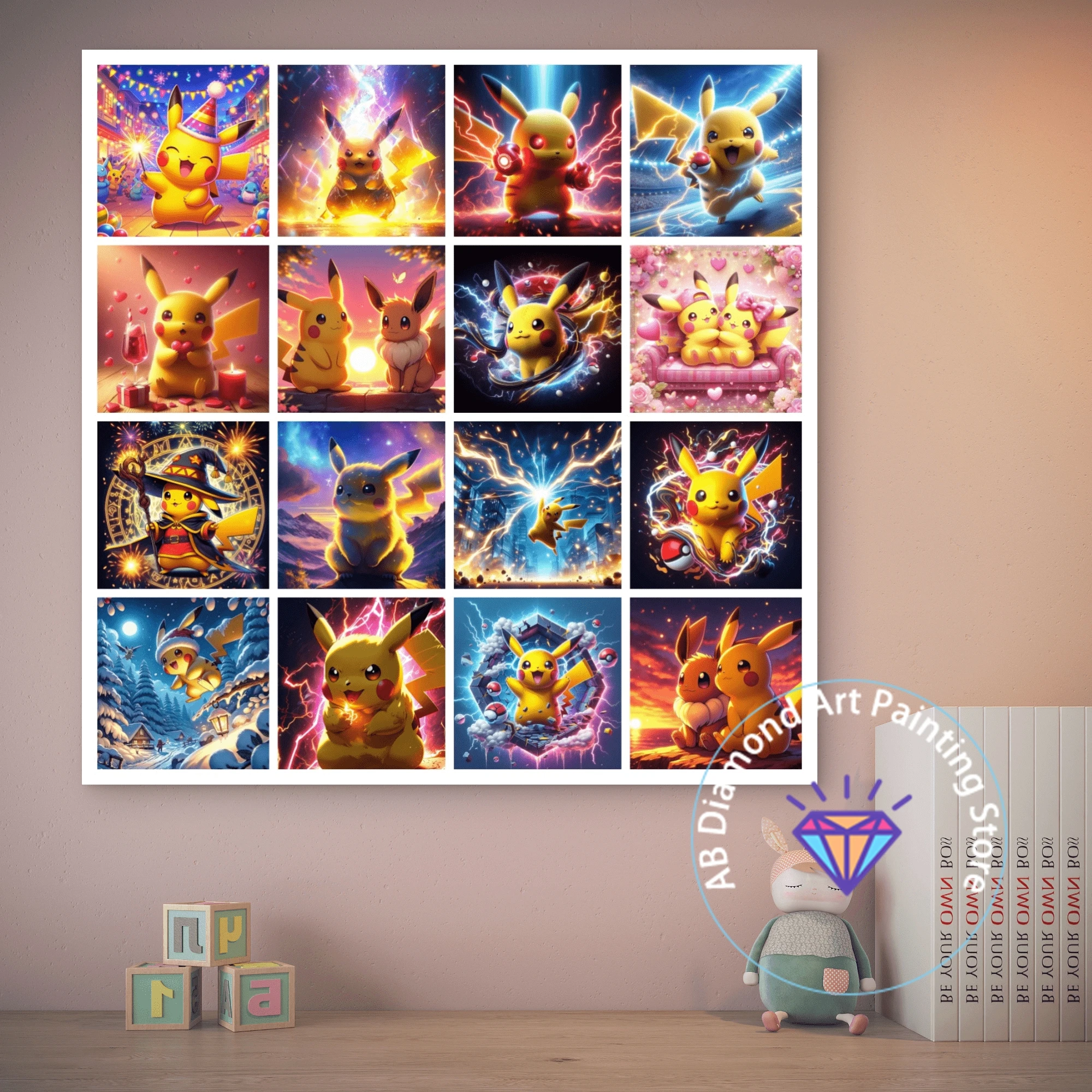 

New Pikachu AB Diamond Painting Kits 5D DIY Diamond Embroidery Cross Stitch Handmade Art Gift Crafts Home Decor Children Gift