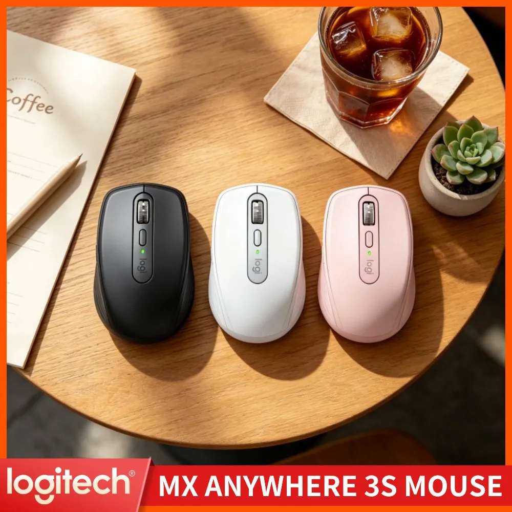 Original Logitech MX Anywhere 3S for Productivity, Logi Flow Between Computers, Quiet, Adjustable DPI USB-C Port, Portable