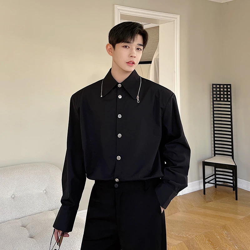 

Cool Men's irt with Zipper Decoration Trendy Hair St Design Spring Summer Faion Loose Fit Long Sve French Sle