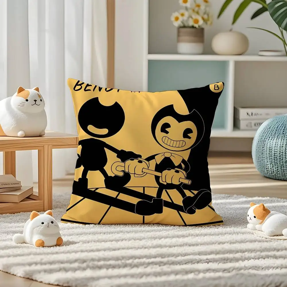 ألعاب Bendy And The Ink Machine كيس وسادة مريح أريكة سرير حريري أنيق غير مرئي بسحاب غطاء وسادة مزخرف مخصص #3