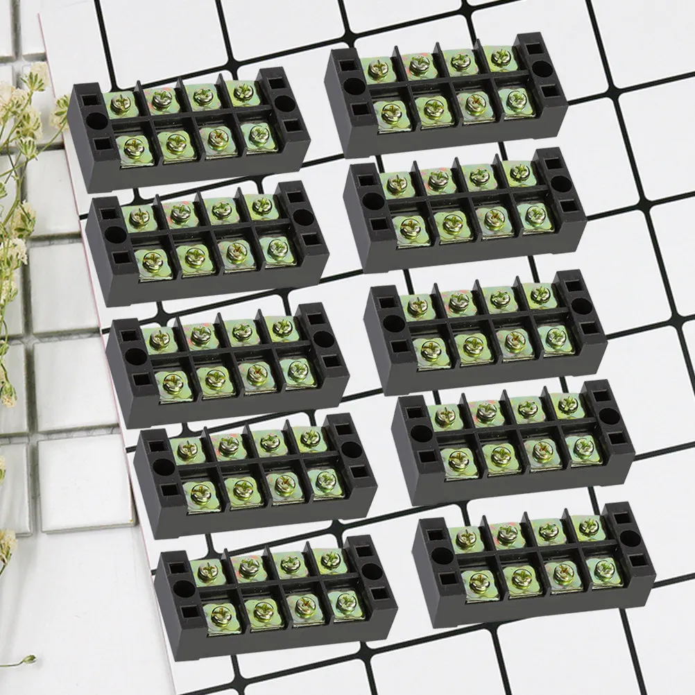 10Pcs Terminal Block Tb4504 45A 4-Position Dual Row Wire Connector Home Electronic Circuit Terminal Board Insulated Cover