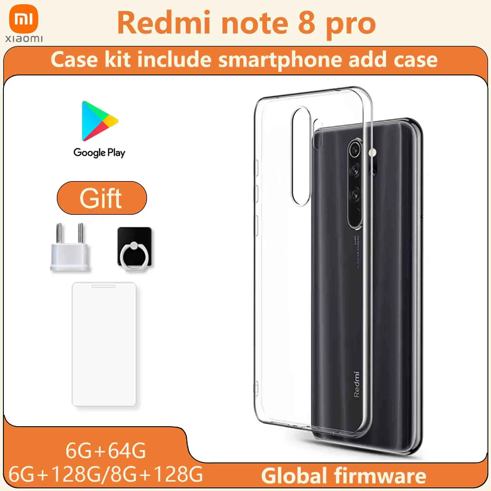 Xiaomi Redmi Note 8 Pro smartphone case kit Global ROM Smartphone Helio G90T 4500mAh 64MP 6G+128G 8+128G used phone