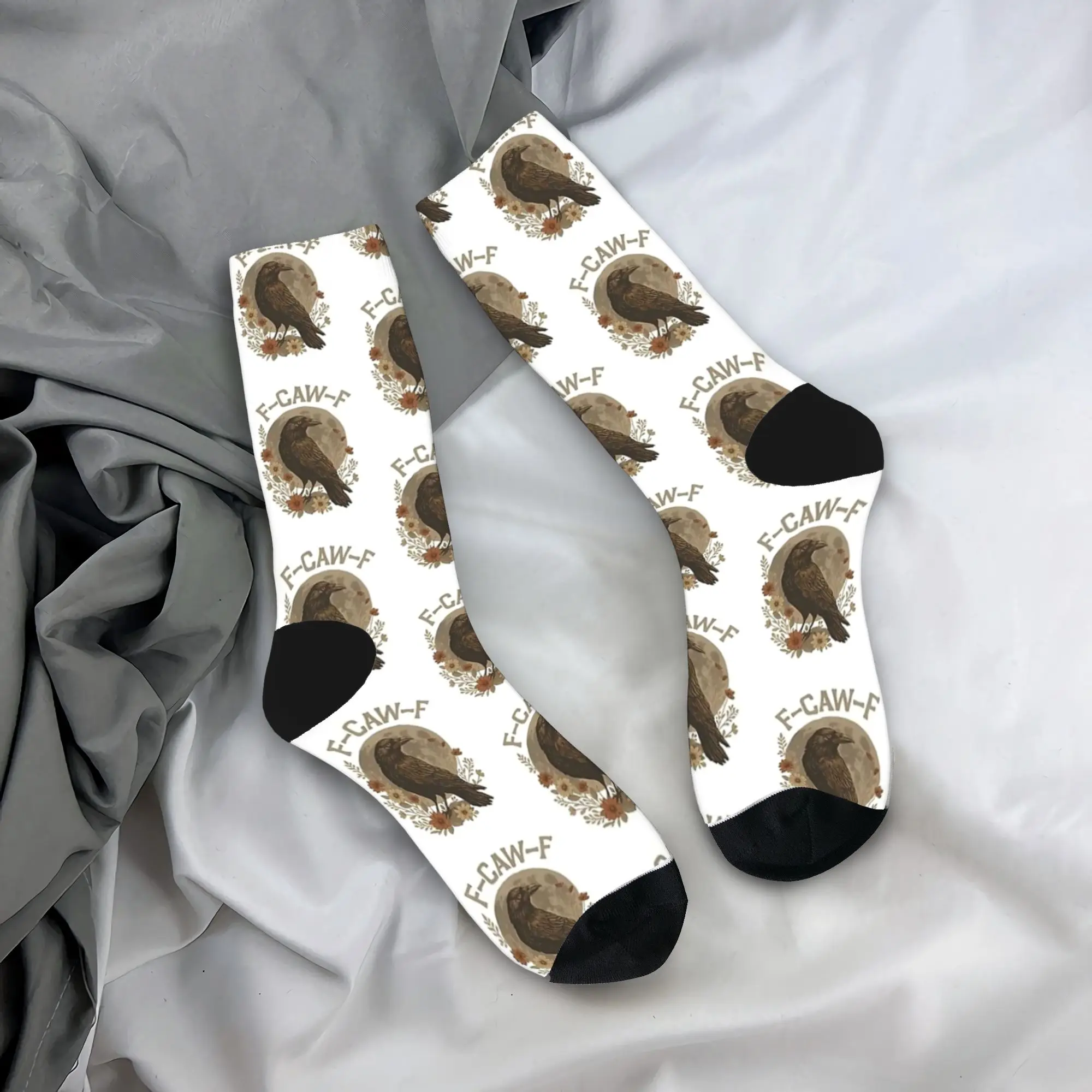 

Юмор забавные готические чулки F-Caw-F Crow, модные носки на заказ, осенние противоскользящие носки для взрослых и мужчин, уличные мягкие носки