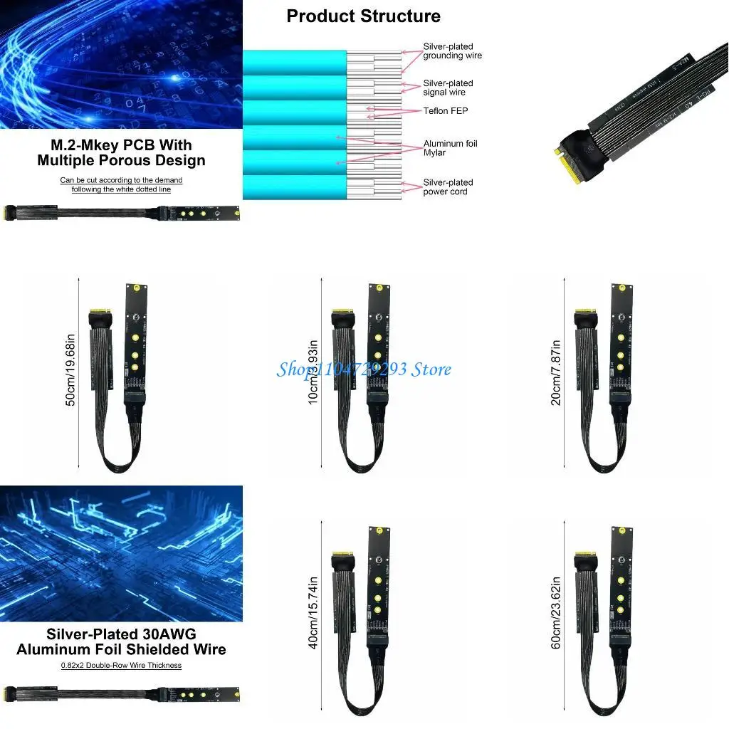 

Y2GD Support PCIE 4X Nvme 2230 2242 2260 2280 22110 SSD Extension Cable Cord