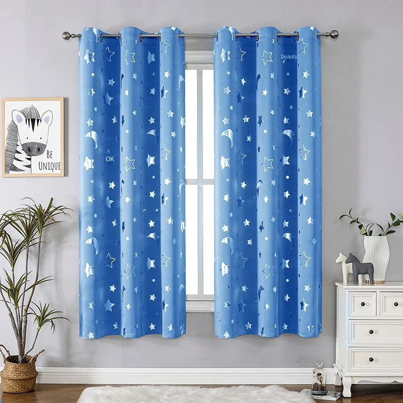 Star Moon Blackout Curtains for Living Room Kids Bedroom 83 inch Thermal Insulated Full Blackout Window Drape 1 Panel