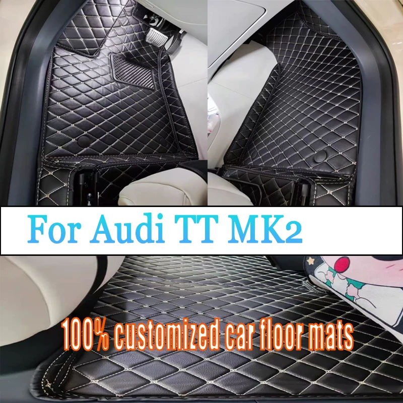 

Изготовленные на заказ автомобильные коврики для Audi TT MK2 2008 2009 2010 2011 2012, авто роскошные кожаные мужские и женские автомобильные коврики с полным покрытием